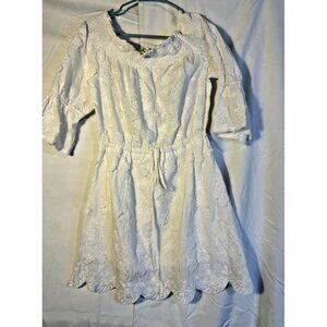 Angelcore Coastal Cowgirl White Lace Floral Dress Beachy Womens Medium M Boho